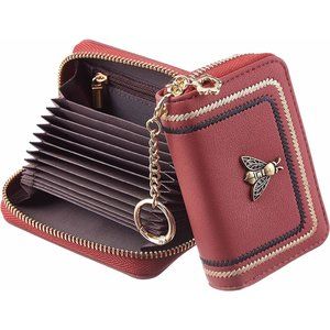 Ladies Zipper Credit Card Case Holder Key Chain Bee Wallet Coin Pocket